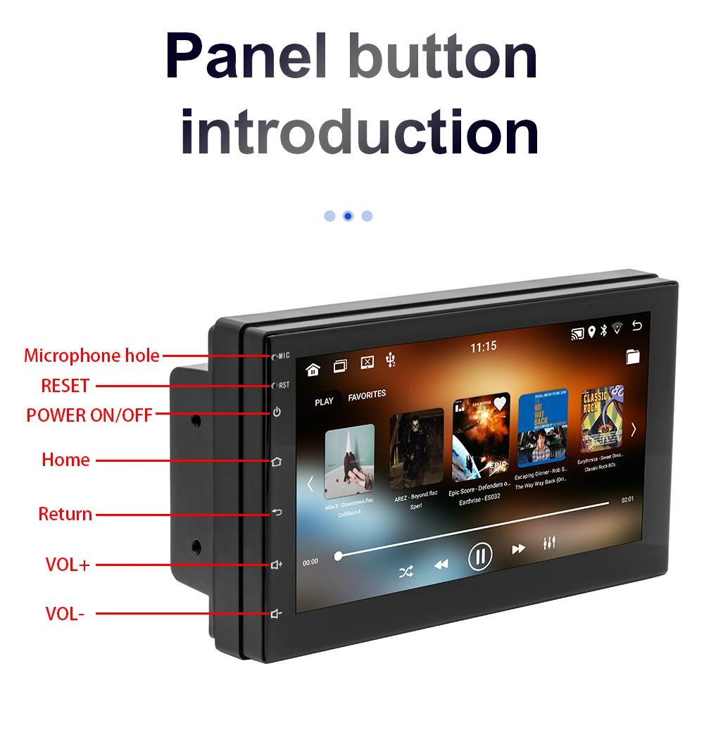 Leitor de DVD de automóvel com GPS Android WiFi Touch de 7 polegadas de fábrica Auto estéreo Duplo 2 DIN Rádio para automóvel Leitor de vídeo multimédia 1024 * 600