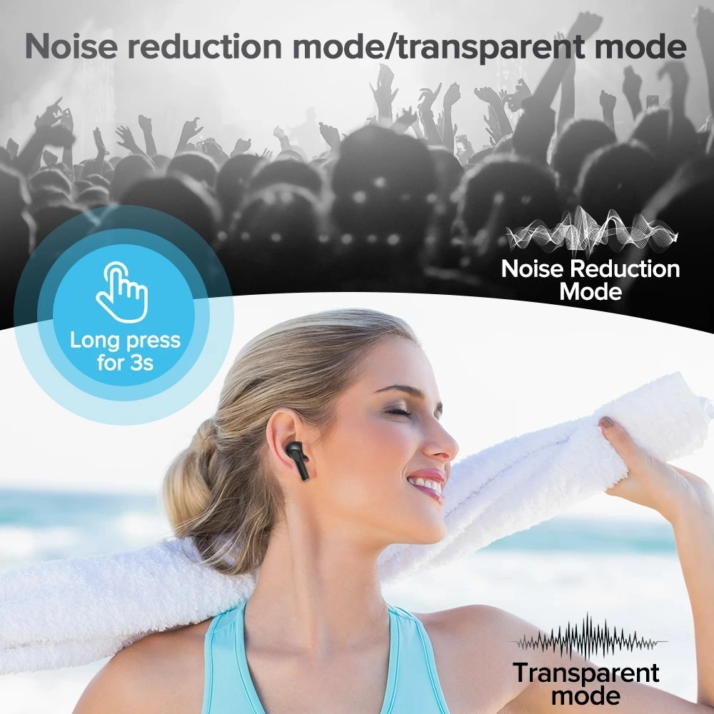 Jr-Ta2anc reducción activa del ruido auricular inalámbrico Bluetooth 5.0 de Tws Deportes auriculares universales para teléfono móvil