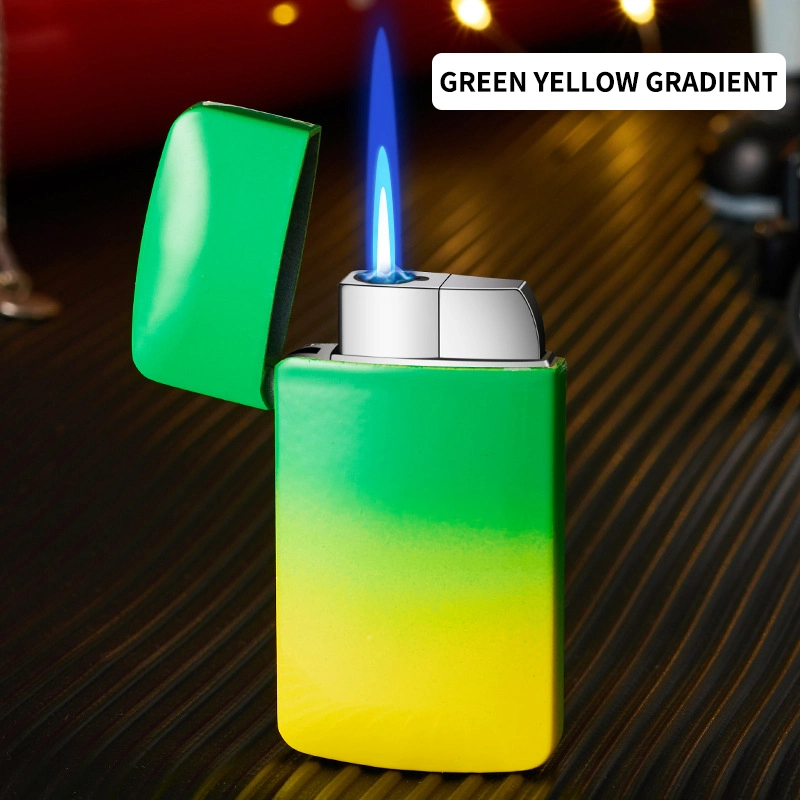 Thin Rainbow Pocket Color Lighter Creative Cigar Fire Gradient Refillable Gas Windproof Fashion Women Lighter