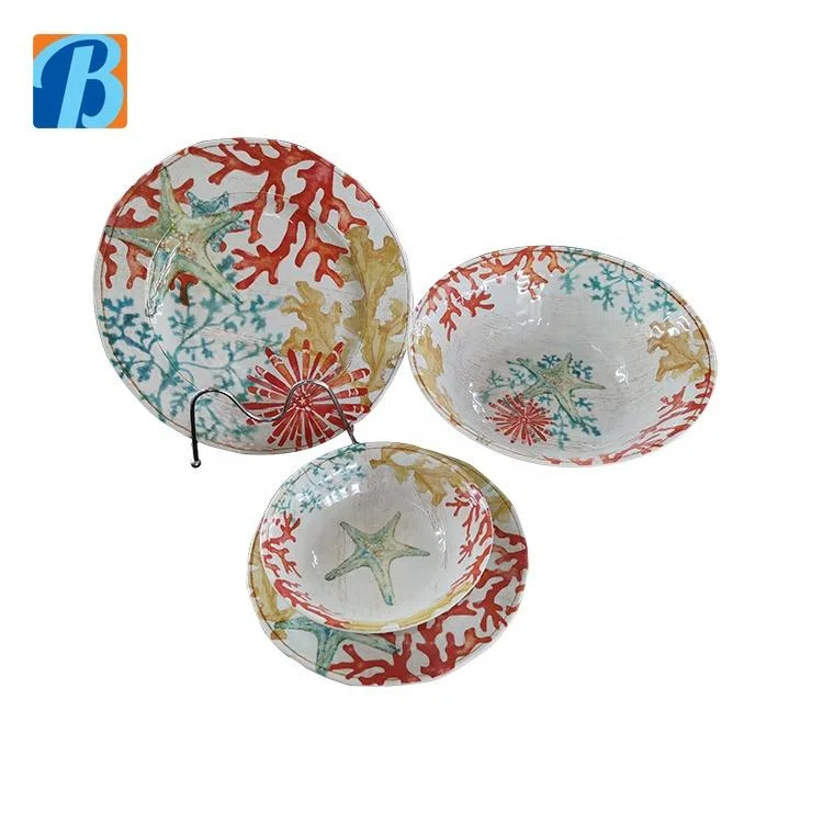 Made in China Kitchen Wares Melamine Tray Tableware 4PCS Round Melamine Ware