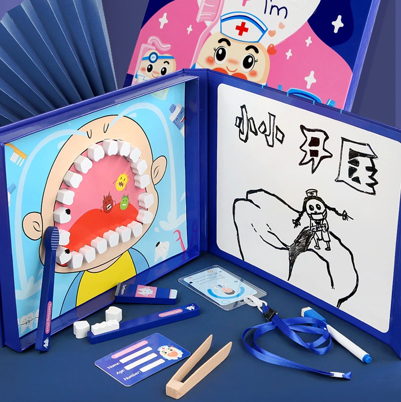 Children's Wooden Little Dentist Game for Baby Brushing Teeth Protection Toys