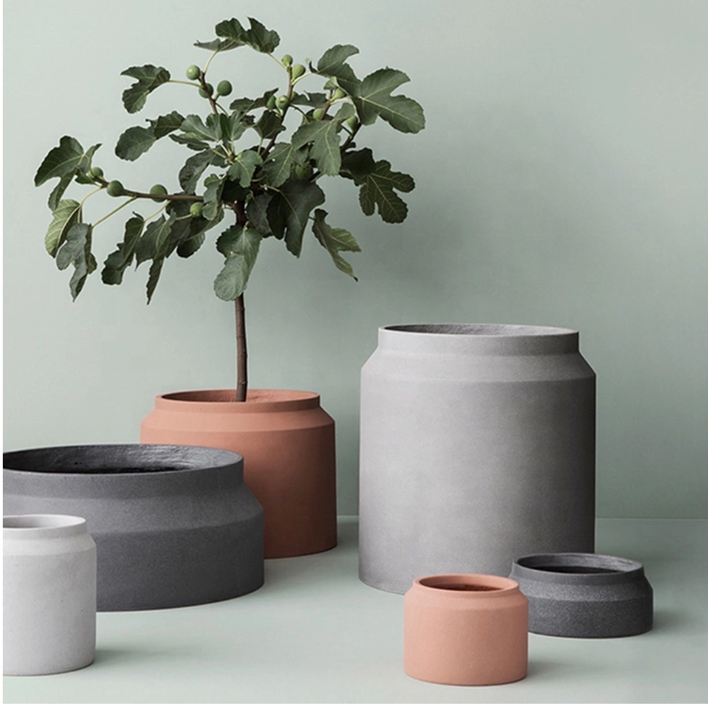 Nordic Modern Style Large Fiberglass Flower Pots Fiber Cement Planter