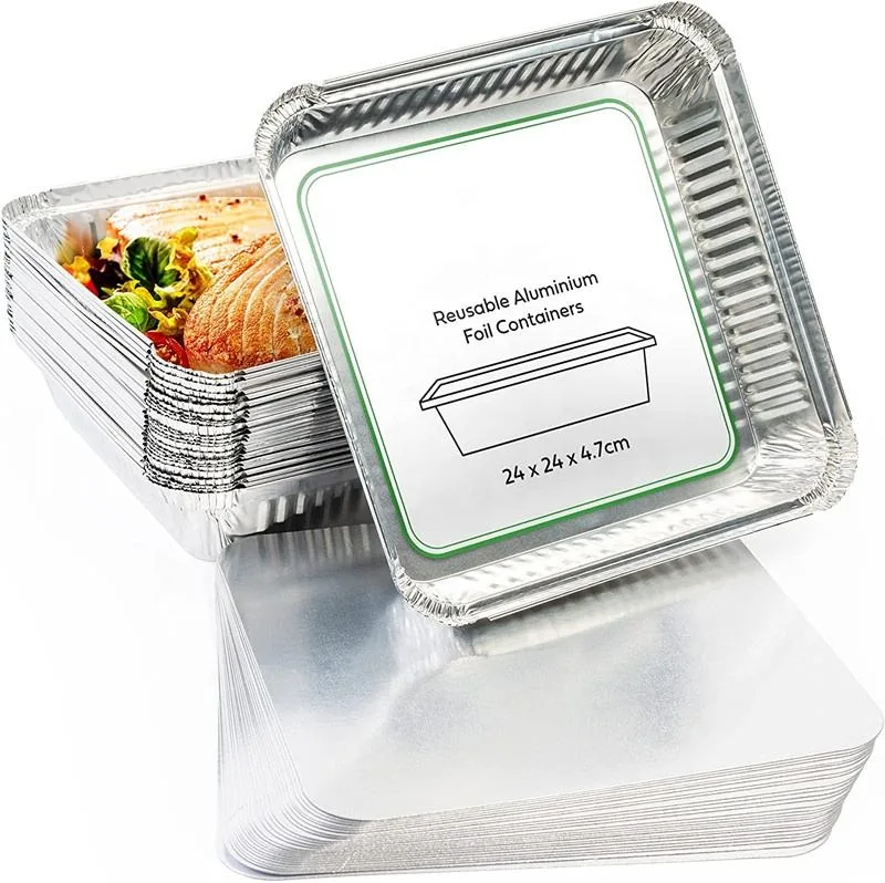 Wholesale/Supplier High quality/High cost performance  Aluminium Foil Food Container 6/7/8 Inch Square Air Fryer Liner Disposable Household Tinfoil Tray