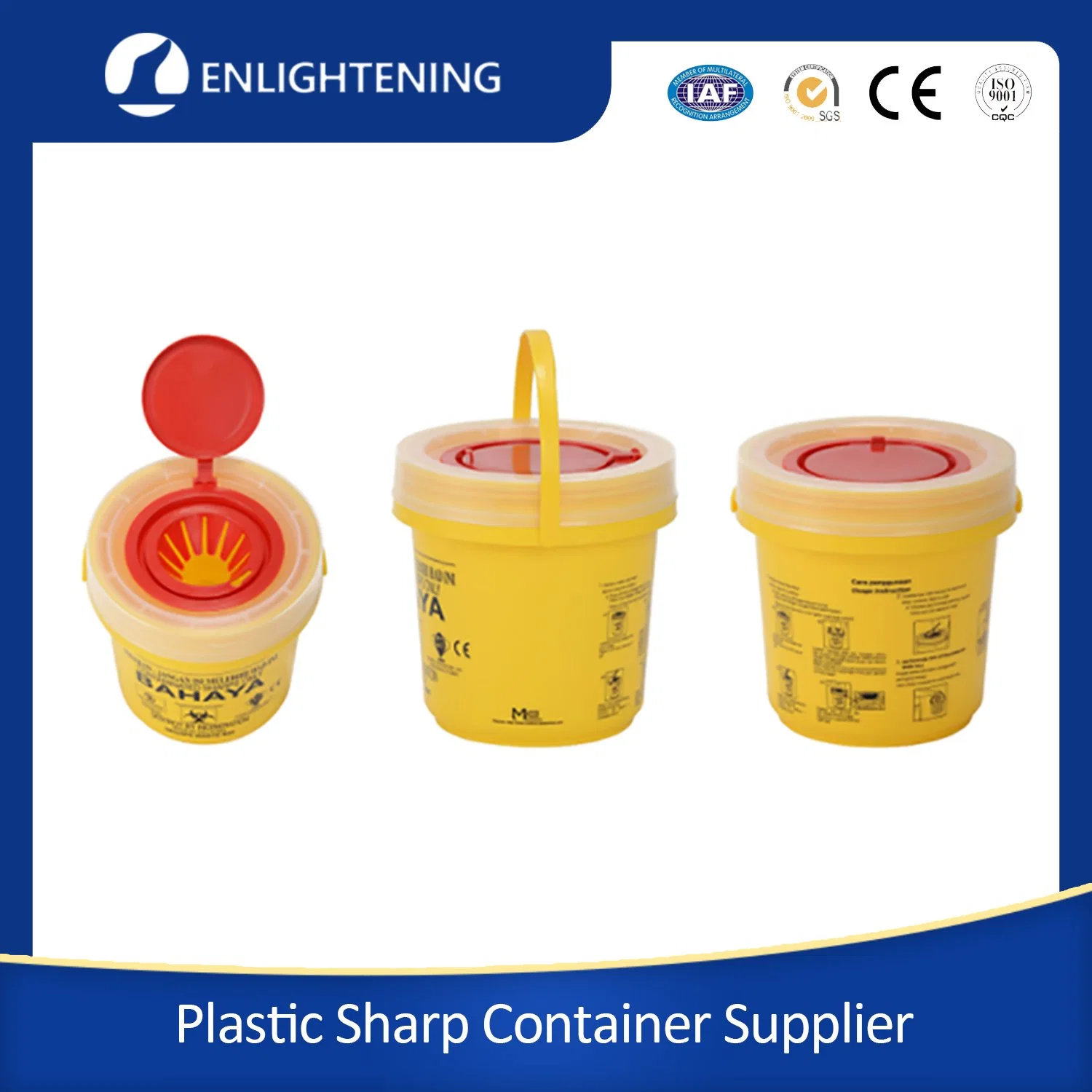 PP 1-30L Hospital Best Yellow Sharp Container Bin/ Medical Waste Bin /PP Sharp Box/Reusable Sharps Container for Medical Wastes