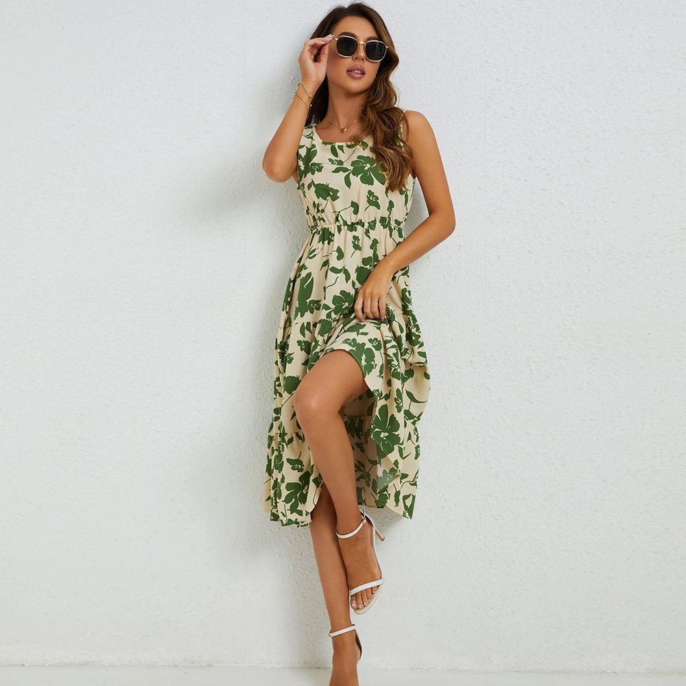 Hot Sales Summer Single Shoulder Ladies Floral Print Casual Dresses for Women