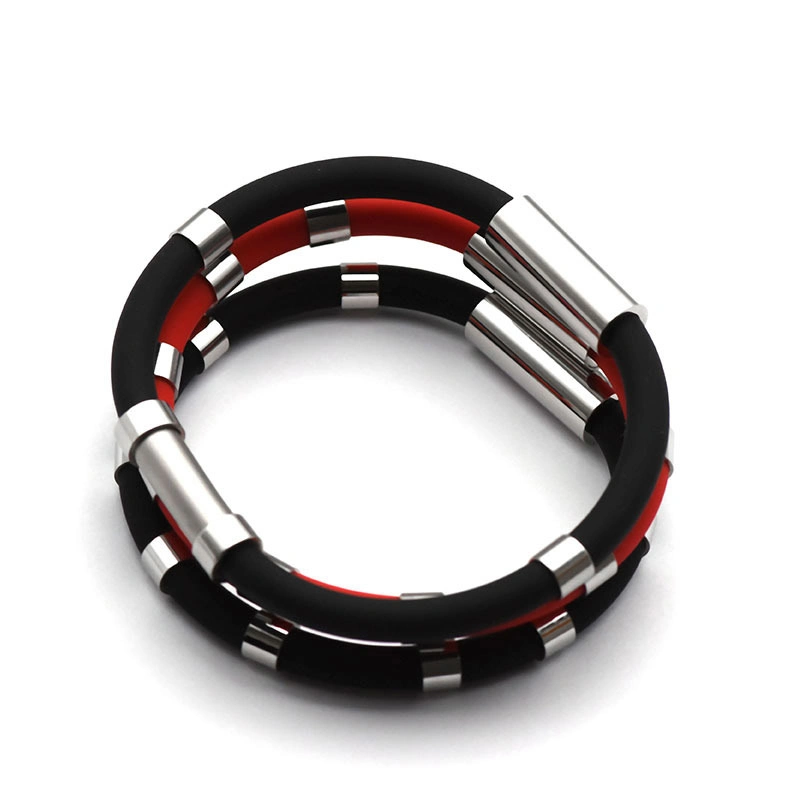 Fashion Men Women Accessories Silicone Rubber Bracelet Stainless Steel Metal Clasp 1 Set