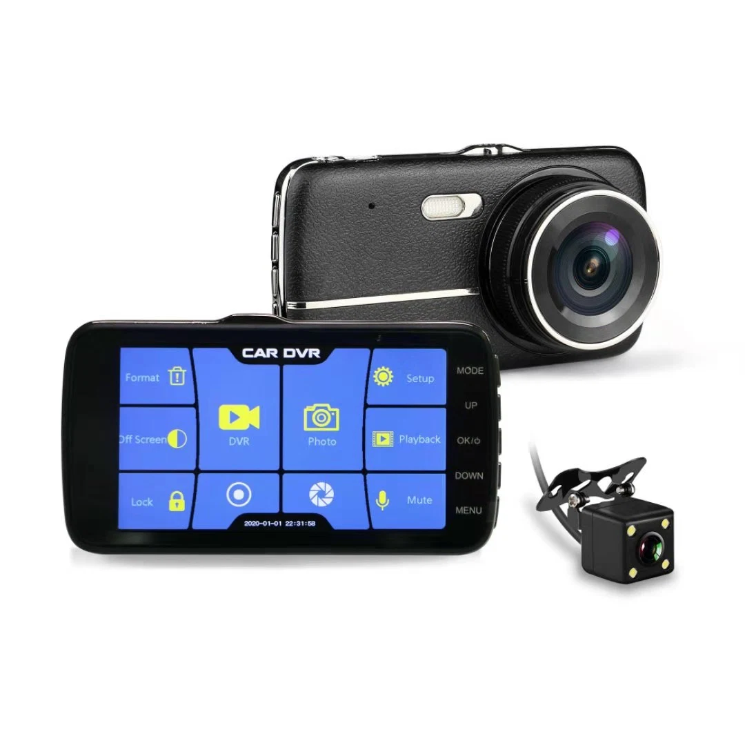 4 Inch 1080P Window Installed Dual Lens Touch Screen Dash Cam