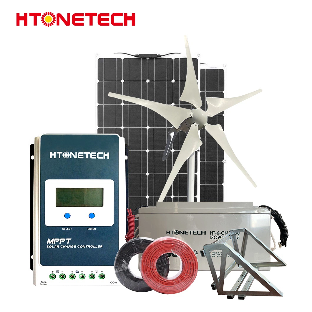 Htonetech monokristalline 24V 320W Solarpanel Hersteller Outdoor Solar Power System 1000W China Windstromversorgung des Netzsystems mit Kompakte Windenergieanlage