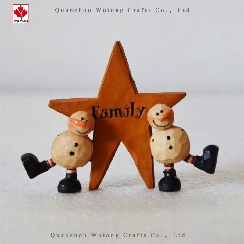 OEM Star Family Sign Christmas Snowman Indoor Deodoration Resin Crafts