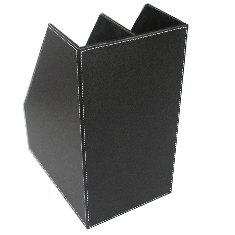 PU Leather Desk File Holder for File/Magazine/Paper/Mail/Book Black