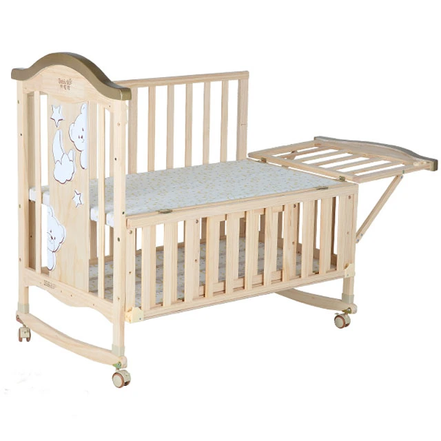 Adjustable Height Single Baby Crib Factory Price Cradle Bed Cot Little Kid Furniture for Sale in Stock