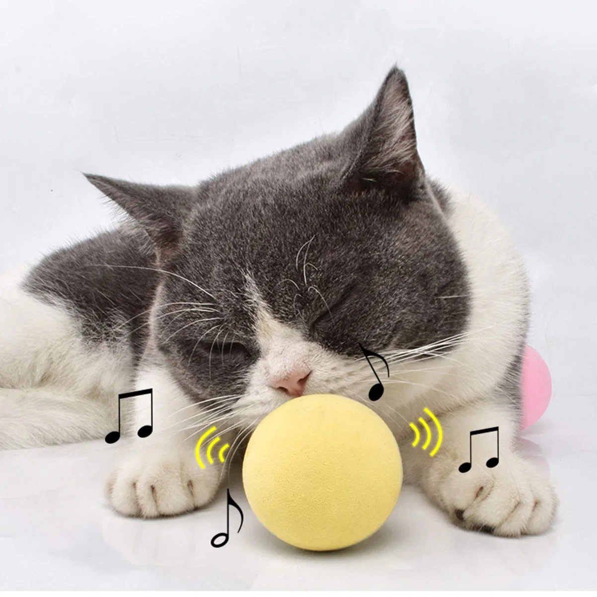 Interactive Plush Cat Toys Smart Touch Sound Playing Squeaky Ball Pet Supplies Products