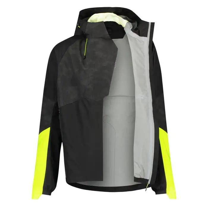 Moderno impermeable de alta visibilidad con estampado reflectante amarillo para hombre