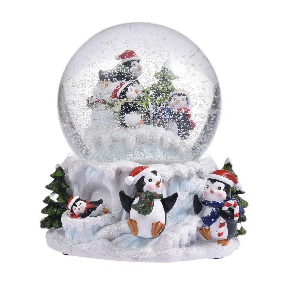 Customized Resin Music Box Crystal Ball Snow Globe Glass Lights Water Globe Christmas Gift & Decoration