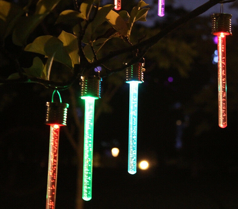 Solar Acrylic Bubble Stick LED Lights, Hanging Bubble Sticks, Bright & Festive LED Bubble Stick Color Changing Sticks for Patio Backyard