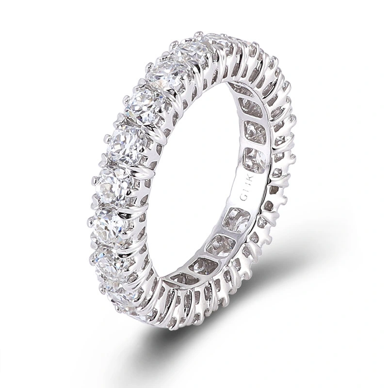10K White Gold Ring Wedding Band Full Eternity Lab (حزمة زفاف ذات حلقة ذهبية بيضاء) مجوهرات ماسية من حجر المويسانيت