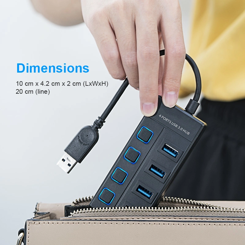 High Speed USB 3.0 5gbps 4 Ports USB 3.0 Hub with Individual Power Switches