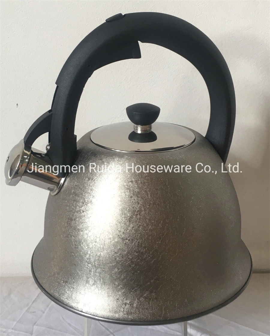 Home Appliance for 3.0L Stainless Steel Whistling Kettle in New Design with Sliver Power Coating of Body