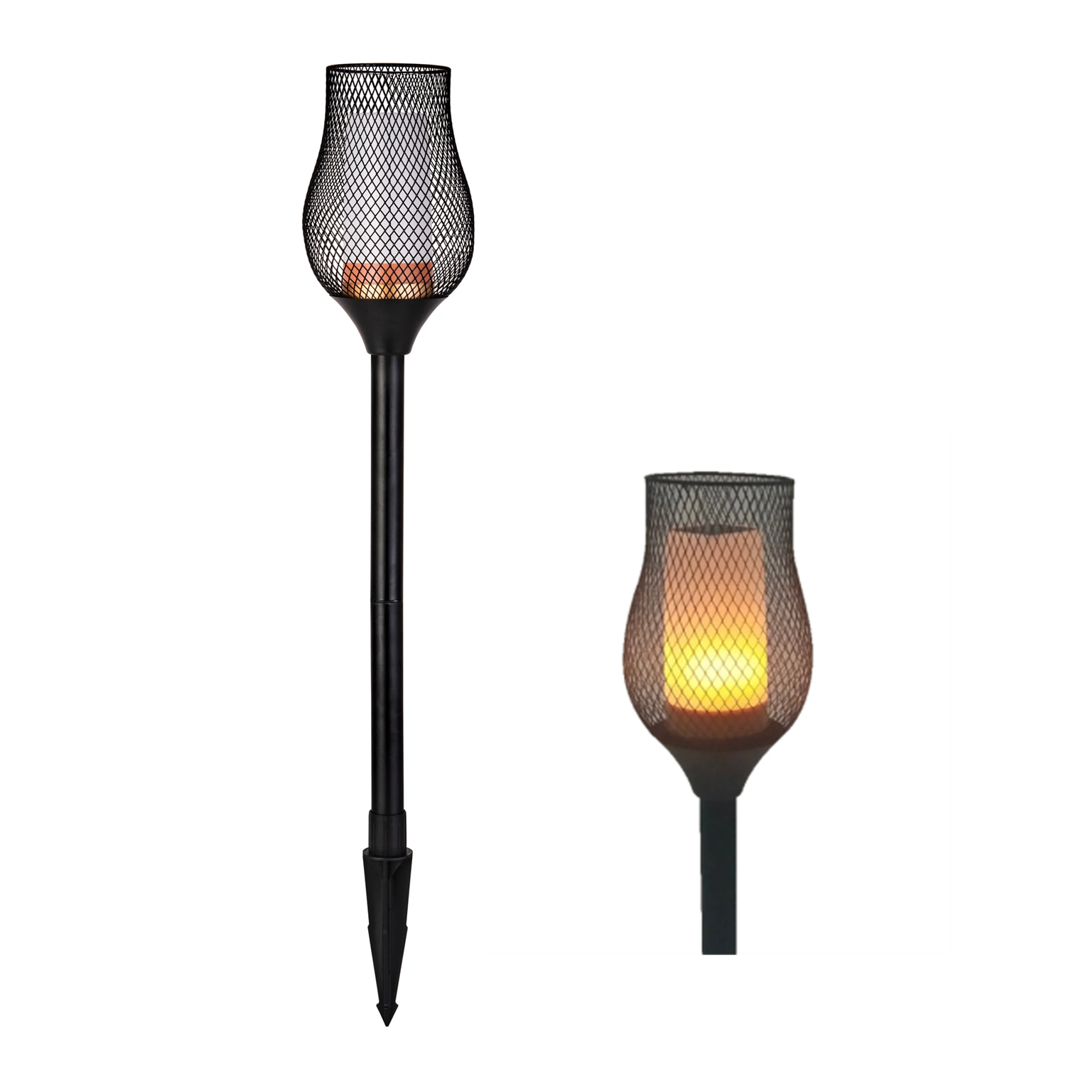 74cm Metall Solar Garten Taschenlampe mit Flammeneffekt