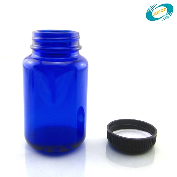 100ml Blue botellas de vidrio de boca ancha