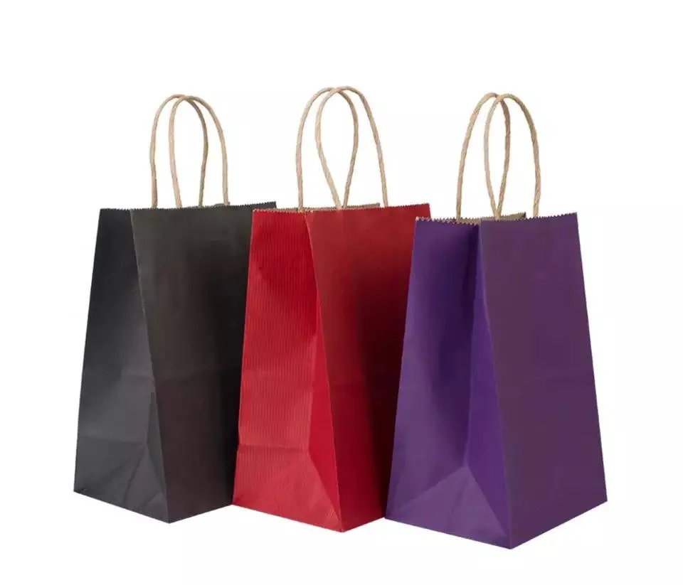 Recyclable Kraft Eco-Friendly with Twist Shipping Shopping Food Bag Printed Stamping Cosmetic Skin Care Fashion Paper Bag