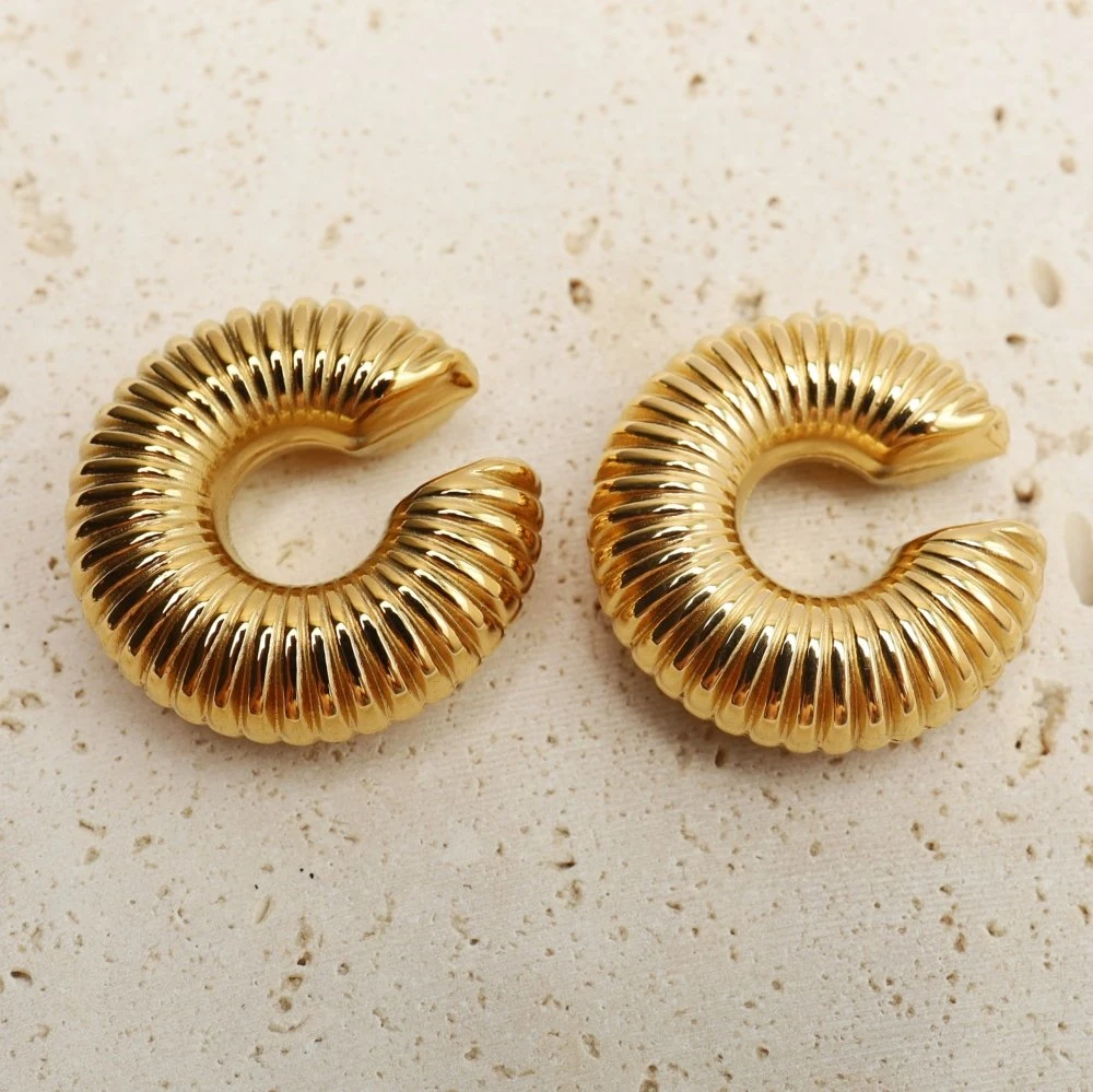 18K Gold Screw Women's Earclip Stainless Steel Fashion Jewelry