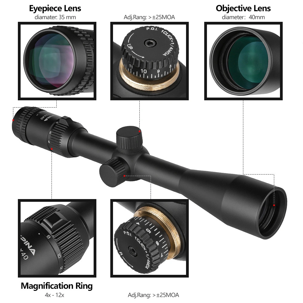 Spina Optics Caça Riflescope Ajuste de uma mão 4-12X40 Escopo