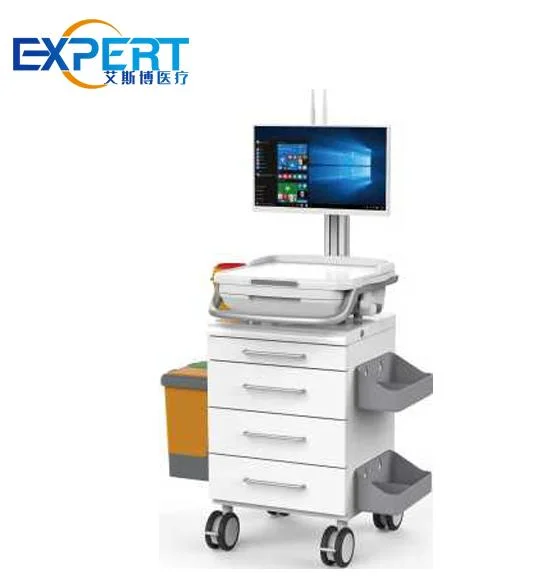 Hospital Workstation Comprehensive Height Adjustable Mobile Rolling Laptop Computer Cart