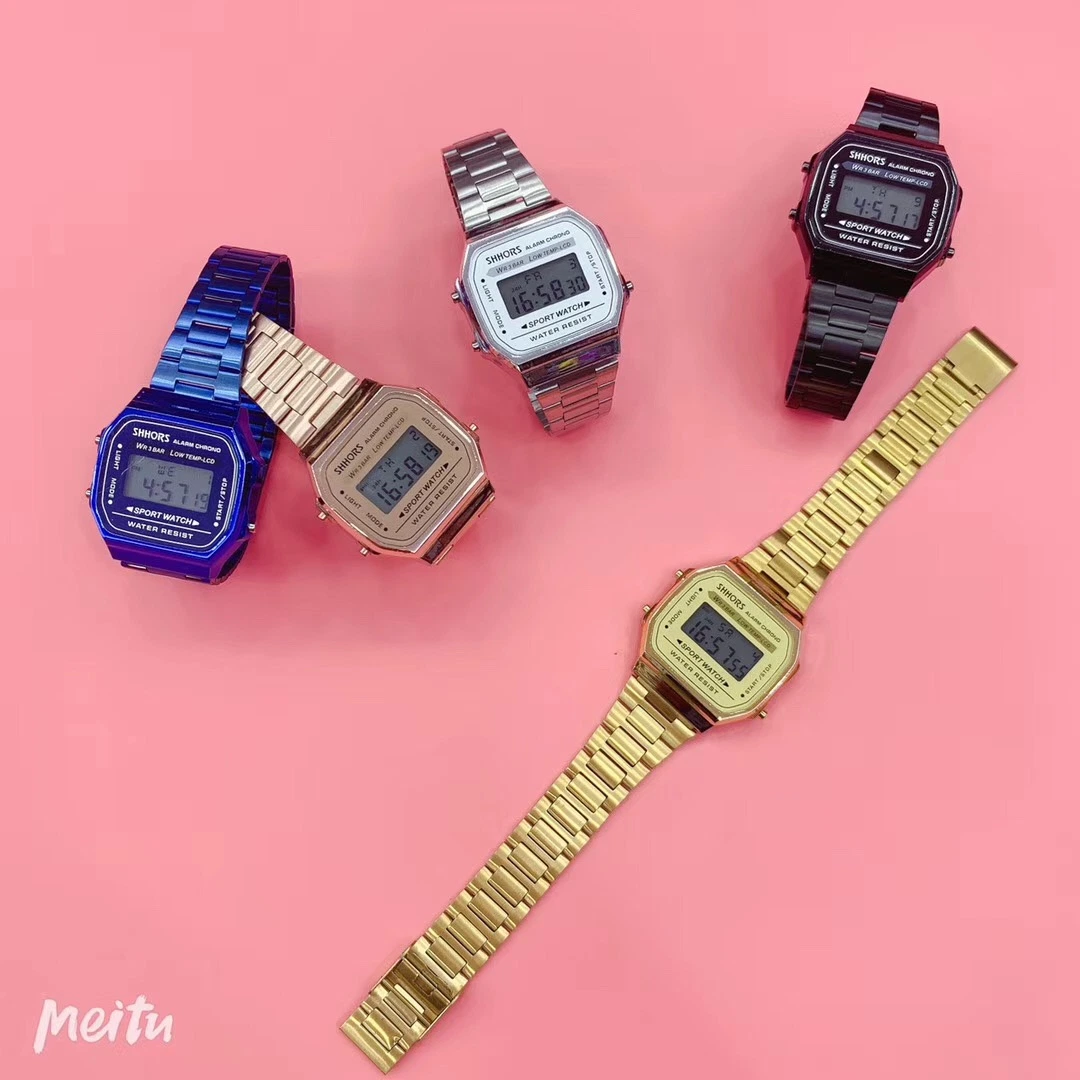 Los hombres de estilo de Casio Reloj digital de alarma de la banda de acero inoxidable de nuevo el agua se resisten a ver señoras