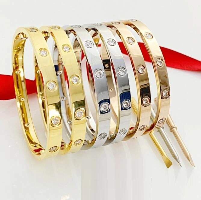 Luxury as Mulheres de aço inoxidável 316L Bracelete Bangle Design clássico jóias Diamond Bangle marca do parafuso