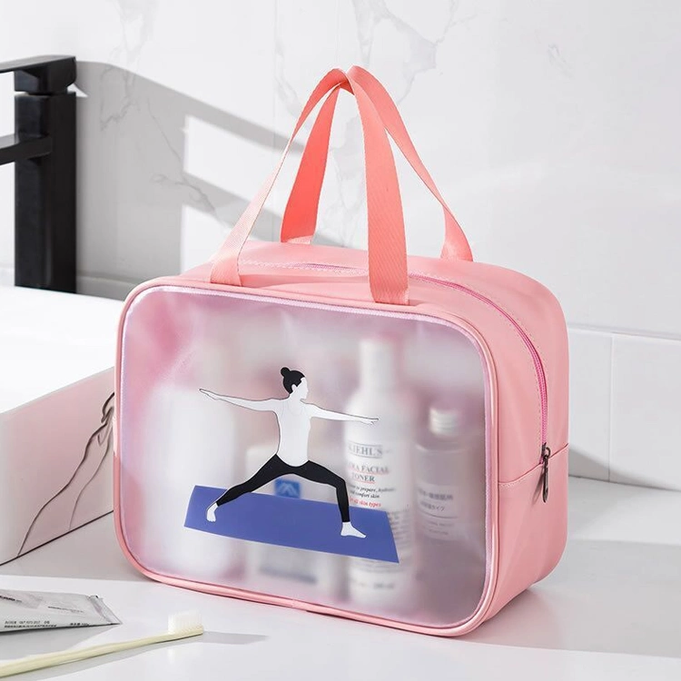 Custom Promotional Gift Transparent PVC Waterproof Toiletry Pouch Travel Storage Cosmetic Makeup Bag