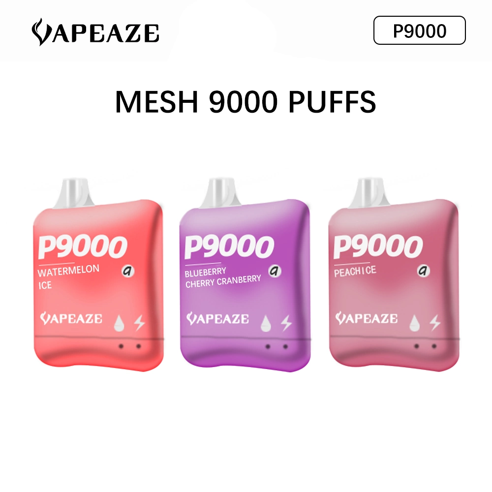 2023 Box Type Vape Pen Eco-Friendly P9000 Mesh 9000 Puffs Disposable/Chargeable Pod Box OEM vape Puff Box Rechargeable Variety of Flavors and Gradient Colors