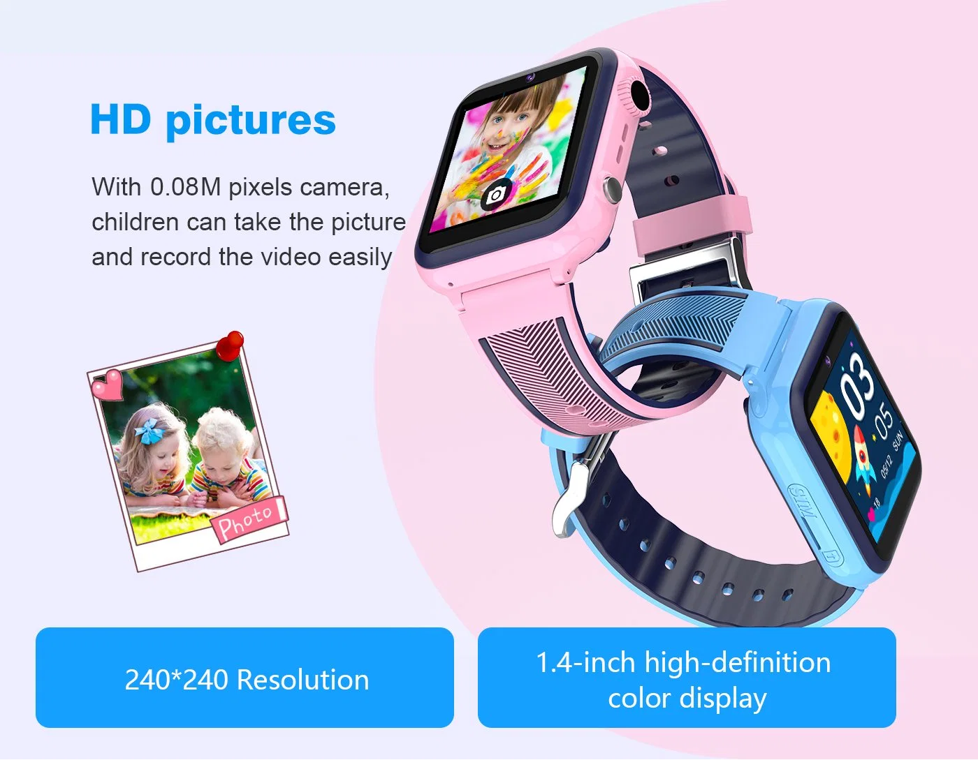 1.4 Inch Children Smart Watch 4G SIM Support Video Call IP67 Waterproof GPS WiFi Kids Smartwatch