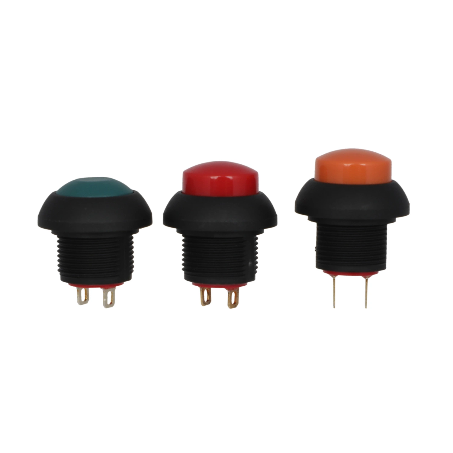 3pin Terminal Domed Head Nylon Material 1no DOT Illumination Latching off 12mm Round Push Switch