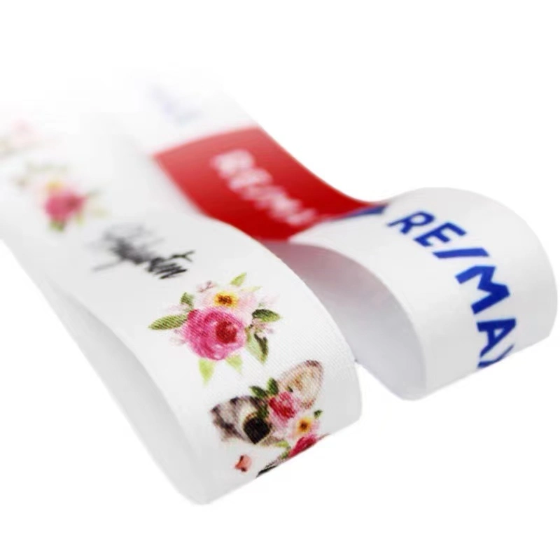 Best Customized Colorful Logo Printing Gold Foil Printed Satin Ribbon 1inch Ribbon