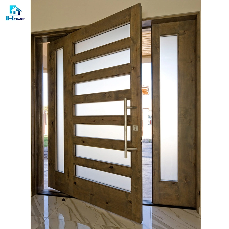 Un design moderne résidentiel porte d'entrée de pivot en acier inoxydable panneau en acier du bois de la villa principale de pivot de la conception d'entrée de porte en bois