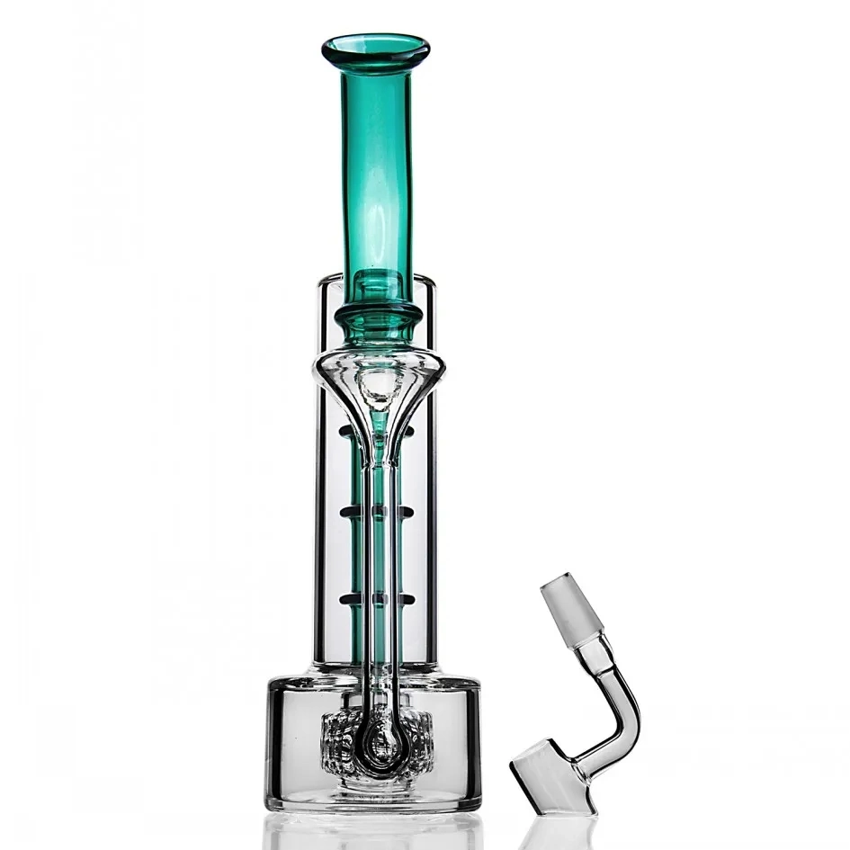 Straight Tube Hookahs Stereo Matrix Perc 14mm Big Glass Waterpipes Recycler Oil Rigs Sovereignty