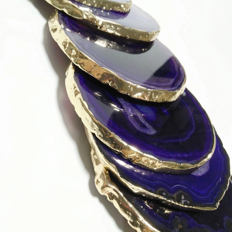 Onyx de color púrpura Los cristales de las piedras preciosas delicada la plaza de cuarzo posavasos