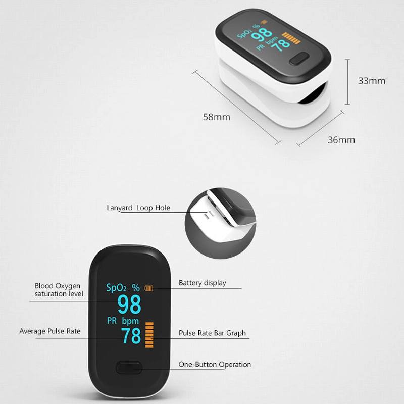 Measured Stock White Rate Record Fingertip Pulse Oximeter with OLED