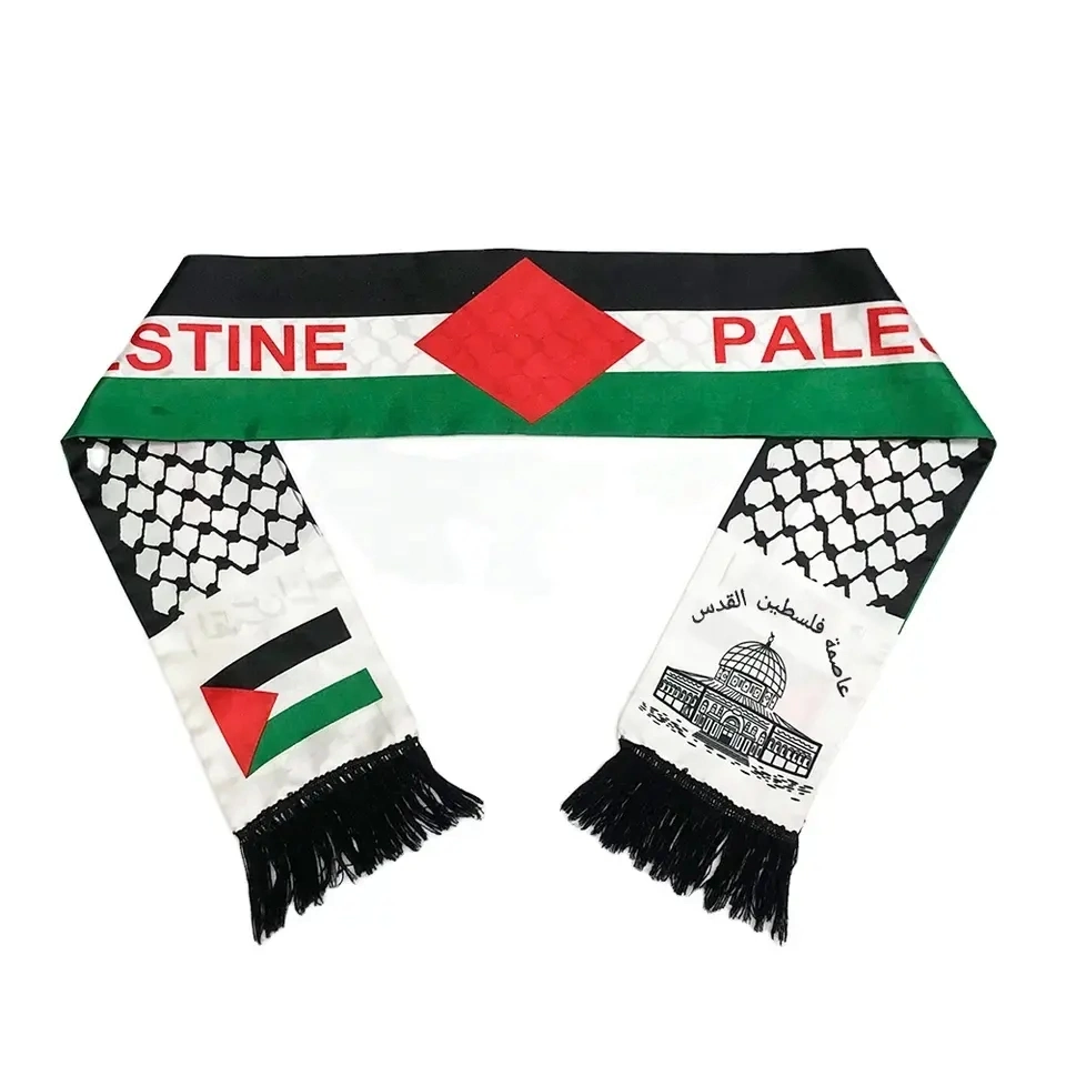 Hot Selling Custom Design Size 100% Polyester Double Side Satin National Palestine Scarf Flag