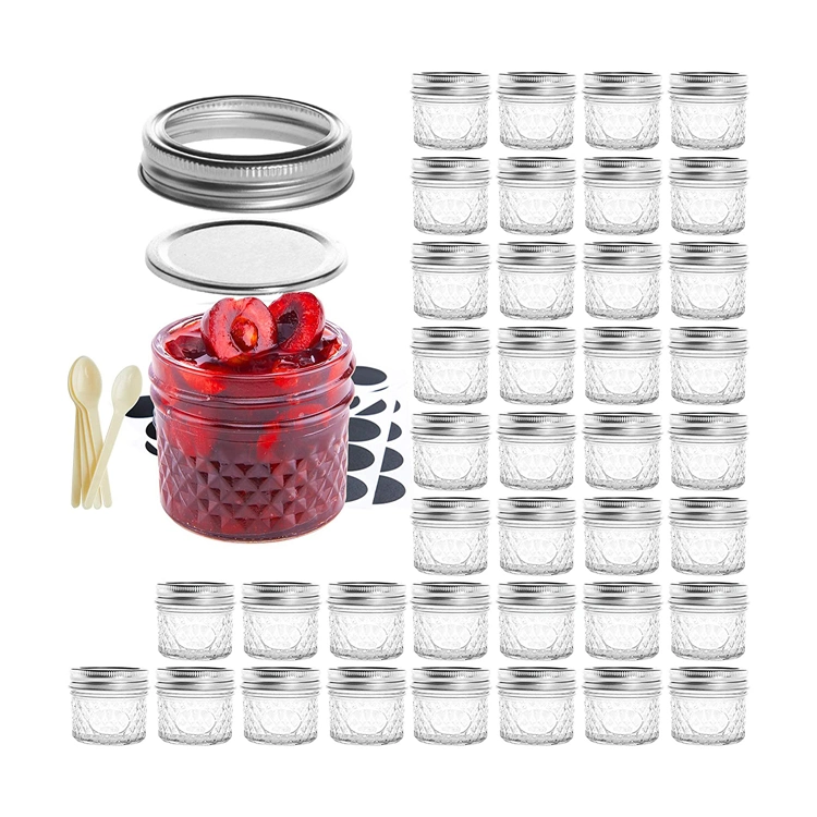 4 Oz 8 Oz 12 Oz vacío Mason Jelly Jam Canning jarra de vidrio con tapa de metal