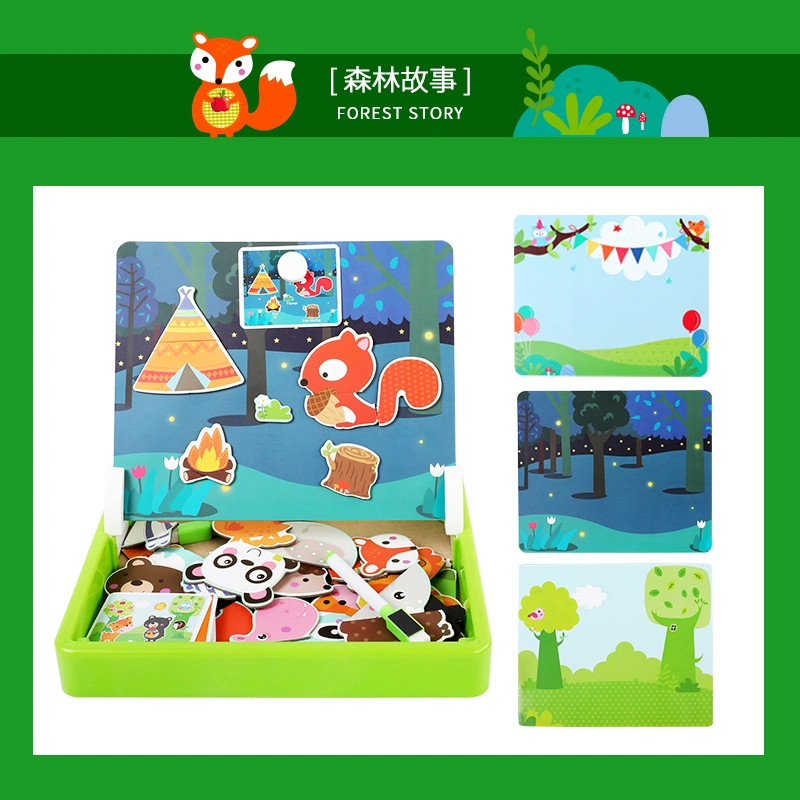 2020 Wholesale/Supplier Sales Wooden Toys Multifunctional Magnetic Puzzle Stickers Preschool Toys for 3 Years Old Kids