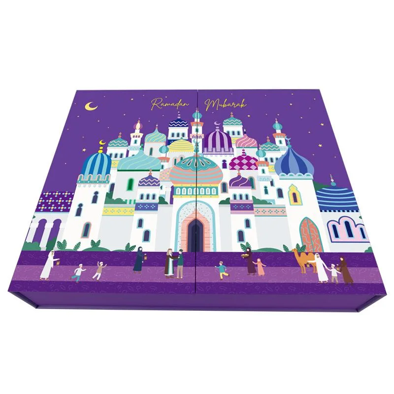 Luxury Advent Calendar Surprise Muslim Gift Box Custom Printing Mosque Advent Calendar 30 Day Countdown Ramadan Mubarak Gift Box