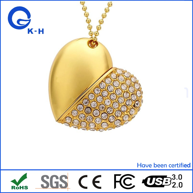 Bling Shiny Diamond Crystal Heart Shape Flash Memory USB 2.0