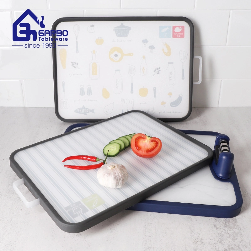 Stainless Steel Cutting Board for Kitchen PP TPR Metal Material Chopping Board with Pretty Designs Knife Holder Sharpener Kitchenware