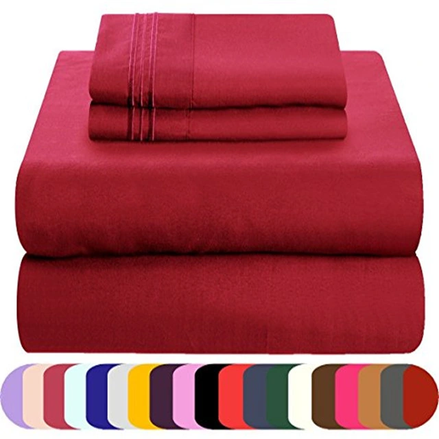 China Supplier Brushed Fabric Home Hotel Hospital Bed Microfiber Sheets Set with Embroidery