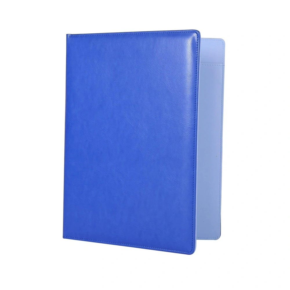 Blue Hard Cover PU Leather Folder for Interview