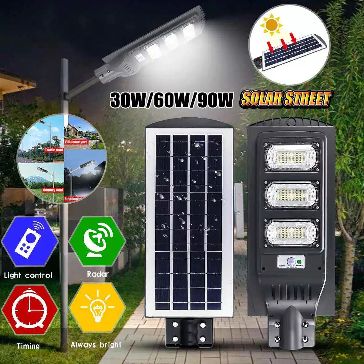 Module Designed Solar Garden Light 60W 90W 120W 150W 200W 250W 300W Solar Powered LED Street Light