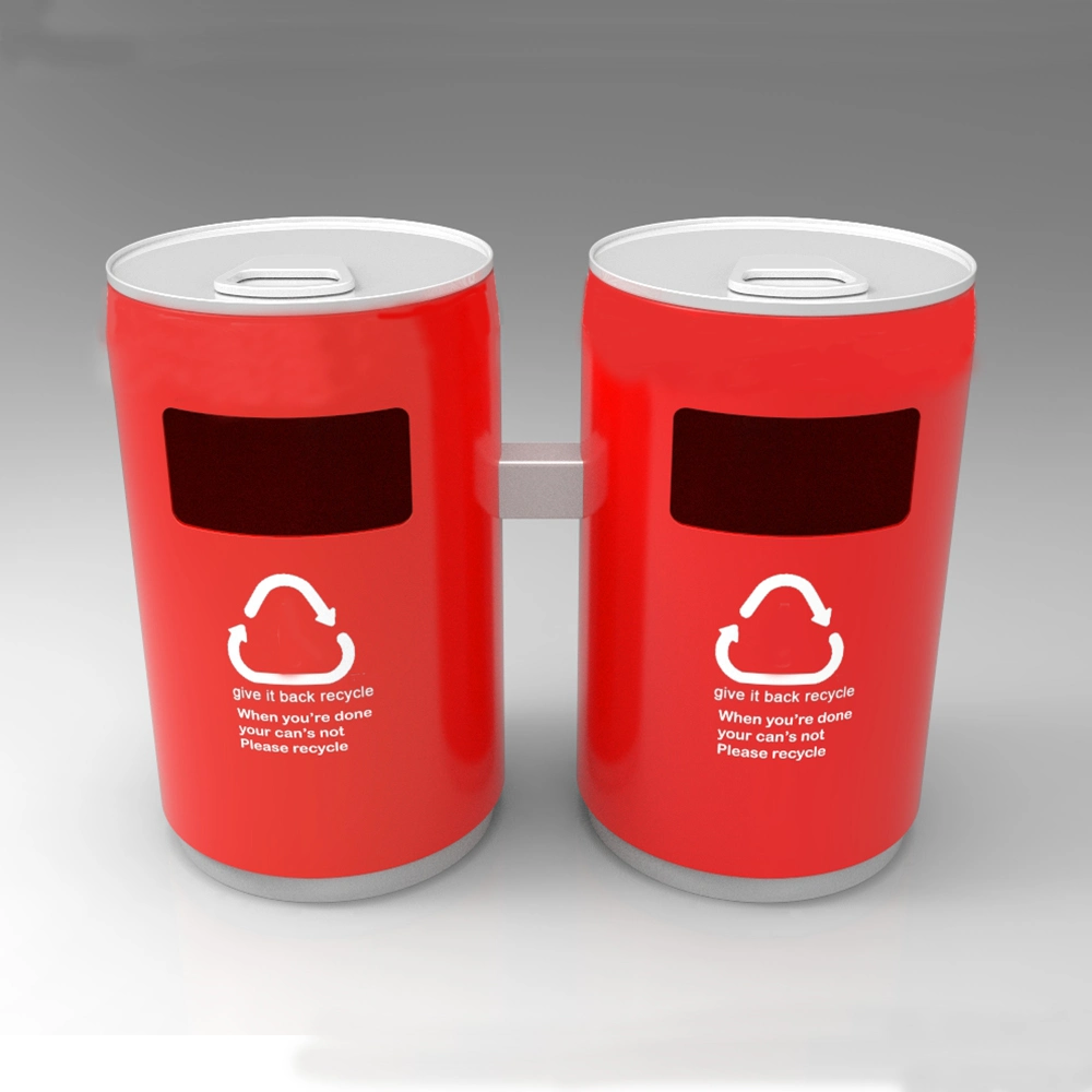 Double Bins Design Metal Waste Bin with Logo