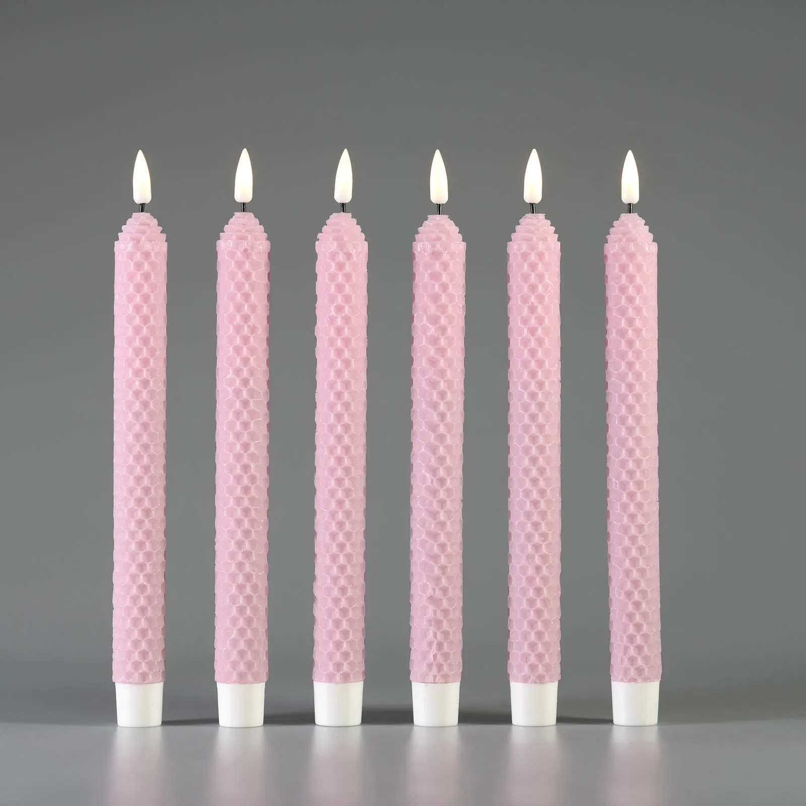 Battery Operated Paraffin Wax Light 10 Key Remote Control Pink Honeycomb LED Taper Candle